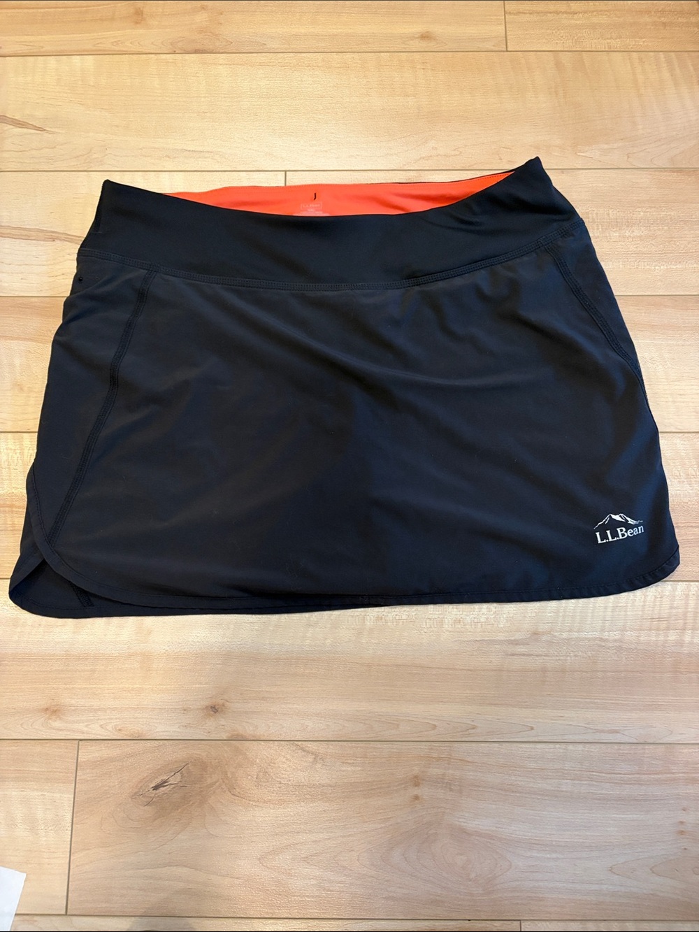 L.L. Bean Black Active Mini Skort with Orange Lining